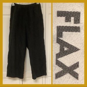 FLAX linen flood pants Size PETITE elastic waist+ pockets - Minimalist BoHo Chic